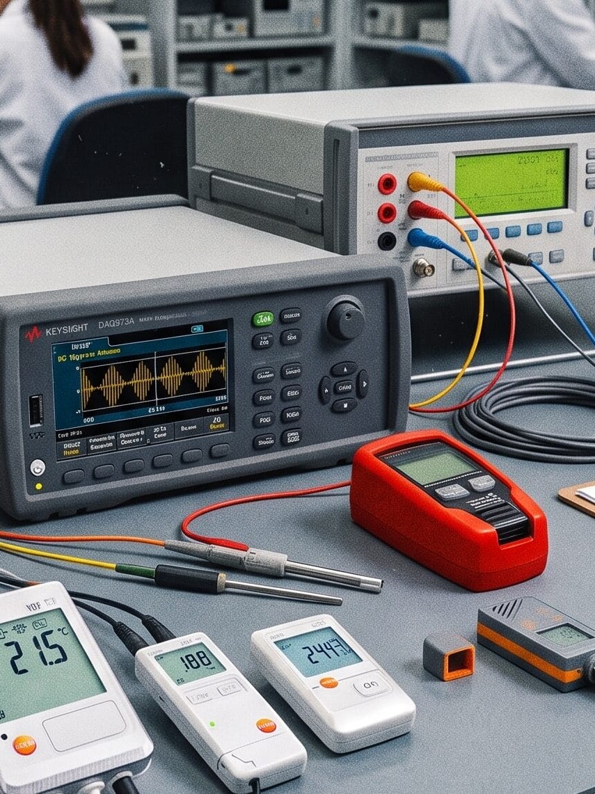 Data Loggers on a calibration bench
